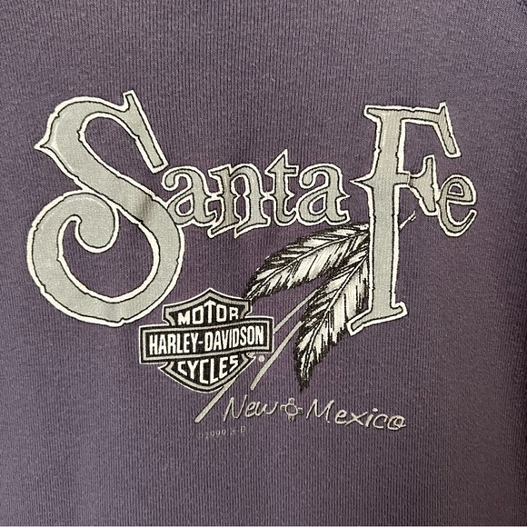 Vintage 1999 Harley Davidson Women's XL Purple Short Sleeve Sweatshirt Santa Fe - Picture 5 of 9
